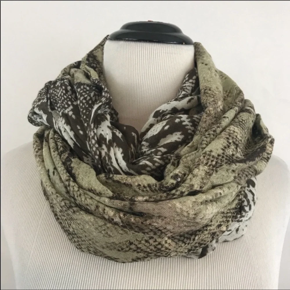 Express Shimmering Infinity Scarf in Animal Print